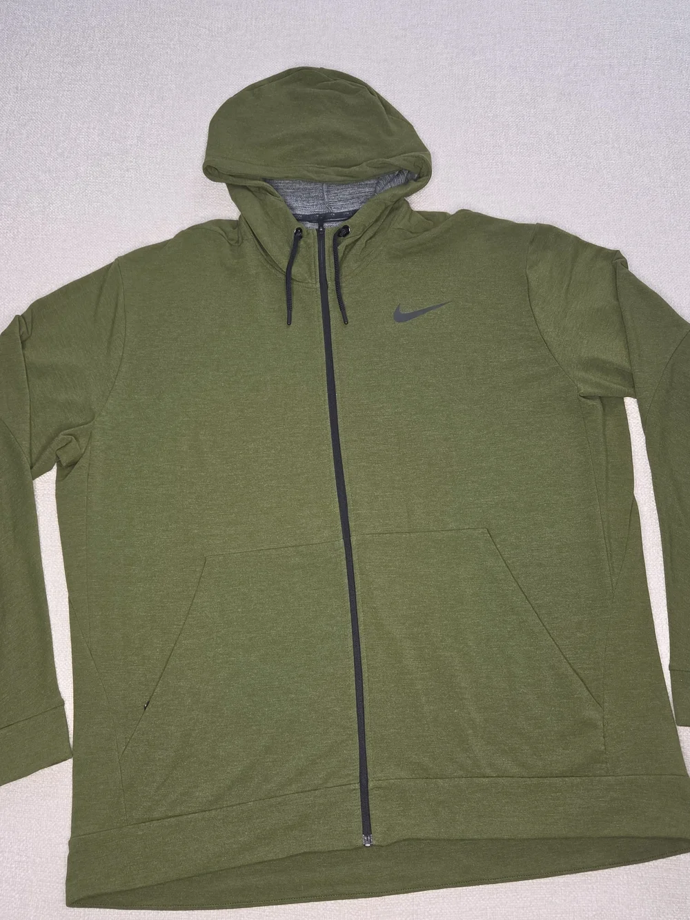 Nike Dri-FIT Full Zip Hoodie Mens 2XL Olive Green Athletic Performance Jacket